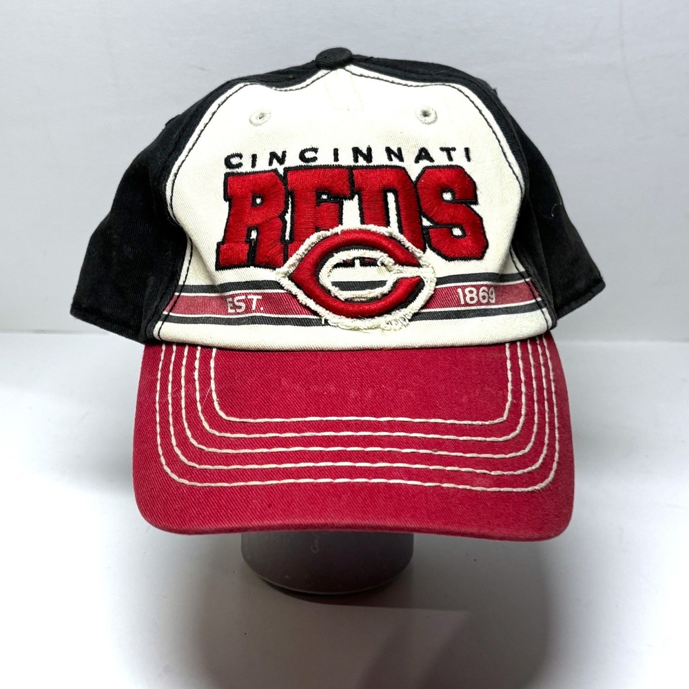 47 Brand Cincinnati Reds‎ Hat Adult OSFM Red Black Distressed MLB Baseball Cap